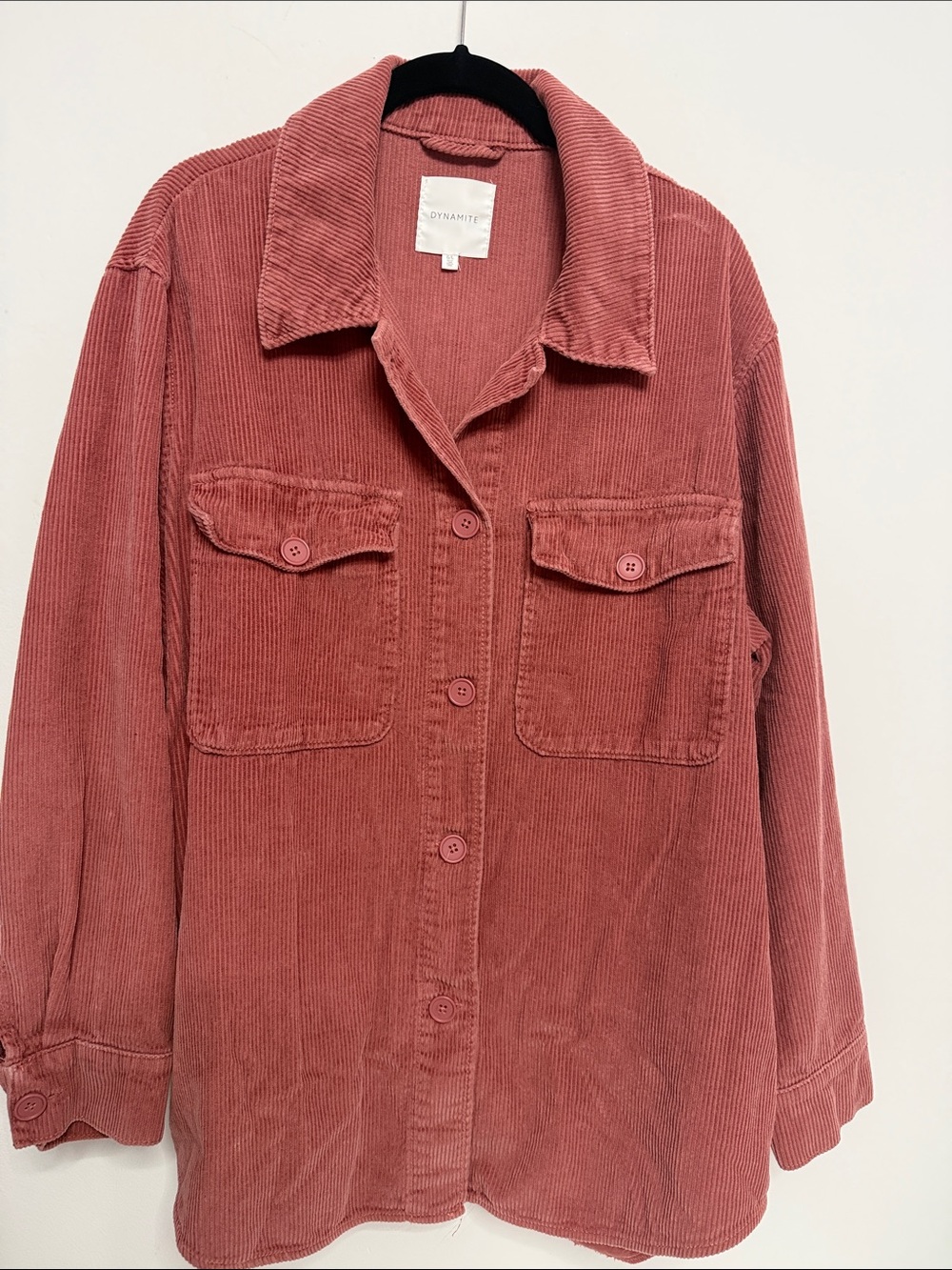 Dynamite Corduroy Utility Shacket in Dusty Rose